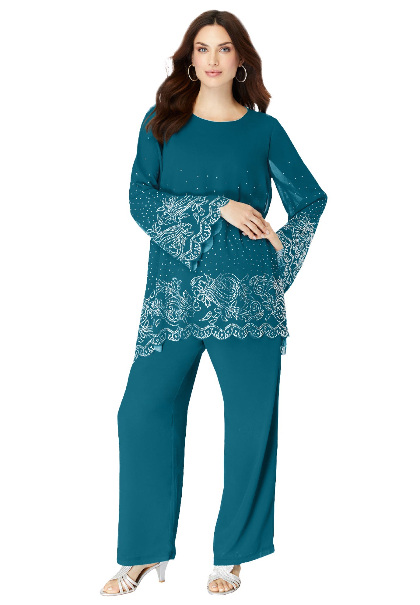 Sequin-Embellished Pantset | Roaman's – One Stop Plus