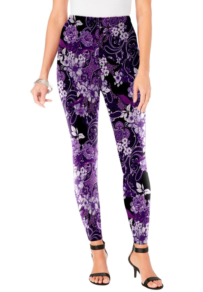 Roaman's Women's Plus Size Essential Stretch Capri Legging - 14/16, Purple