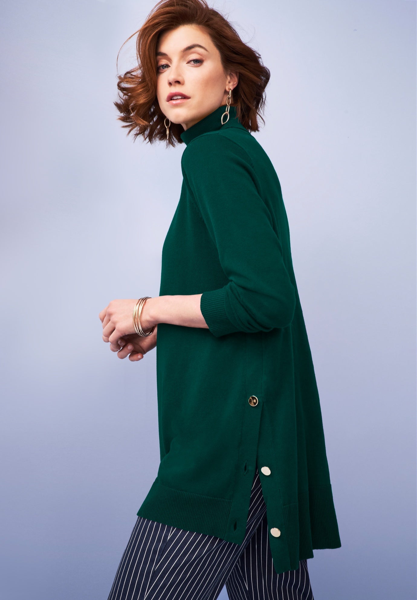 Side Button Turtleneck | Jessica London