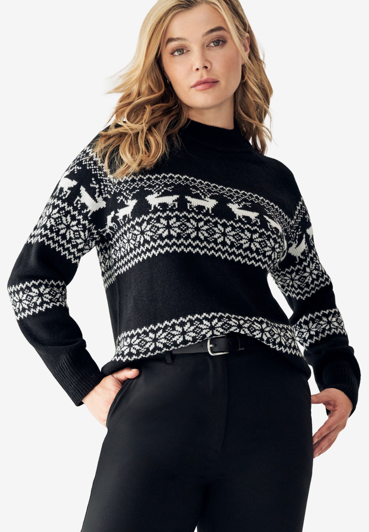 Fair isle mock neck sweater sale